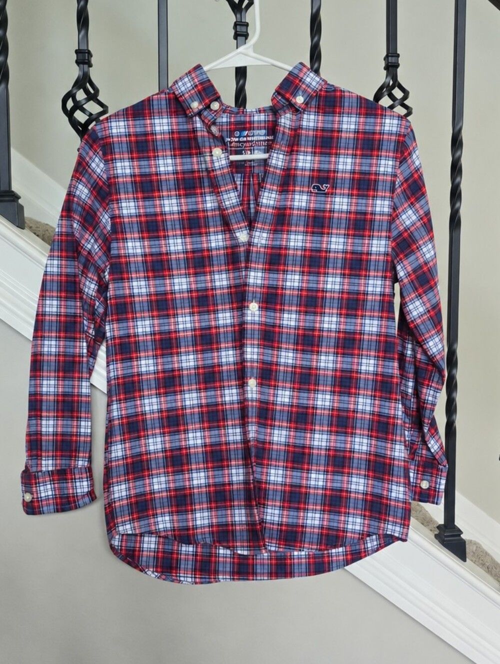 Vineyard Vines Boys OTG Performance Plaid Button Down Size S 8/10